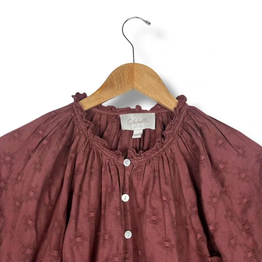 Anthropologie Cleobella Antonia Blouse Romantic Cottagecore XSP Sienna Brown - Picture 6 of 10